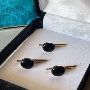 Gold Tone Black Onyx Cufflinks